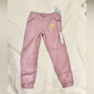 Cat & Jack Mauve Pink Jogger Sweatpants with Yellow Smile Patch